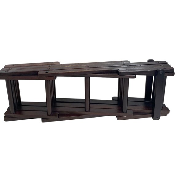 Vintage Expandable Wooden Magazine Rack / Organizer In Dark Wood Finish - Picture 6 of 11